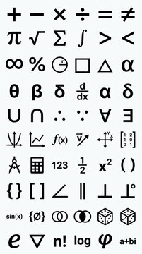 Collection of Mathematical Symbols and Formulas on Transparent Background