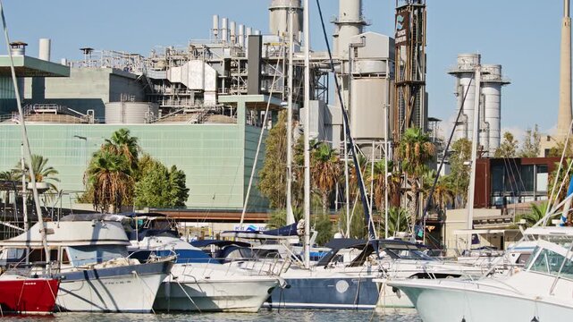 shot of the port forum in barcelona spain