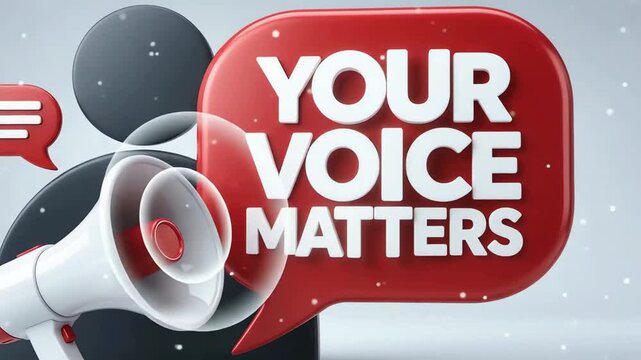 "YOUR VOICE MATTERS" text with Megaphone and Speech Bubbles Symbolising Employee Empowerment and Freedom of Expression