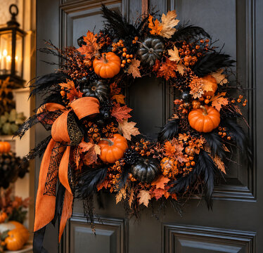 Halloween wreath door decor