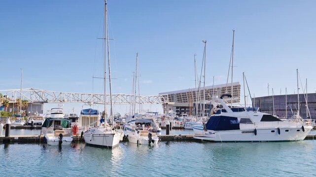 shot of the port forum in barcelona spain