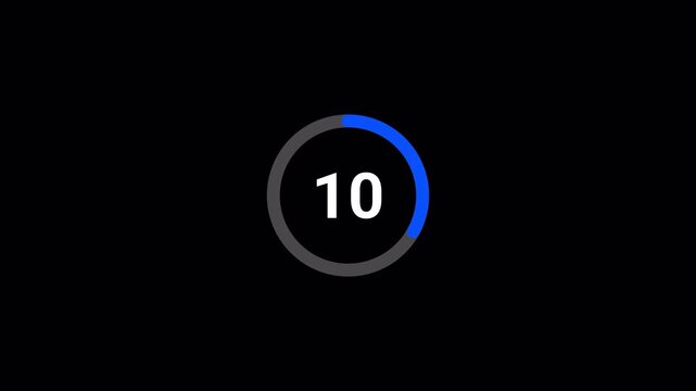 15 second countdown timer animation with alpha channel, fifteen second countdown timer on transparent background, 15 second to 0 second circular countdown 4k animation, countdown video