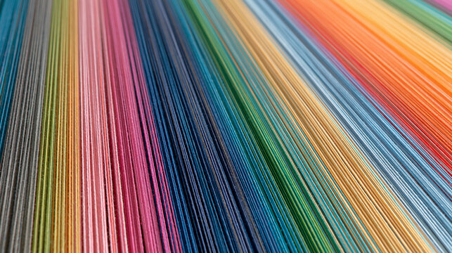 Abstract macro shot of colorful threads in rainbow
