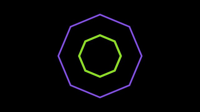 Abstract neon geometric octagon shapes pulsing motion background, loop