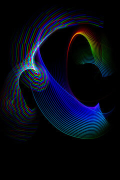 Colorful led light painting with flowing vibrant trails