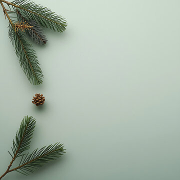 Pine tree branches and a small cone for christmas decor