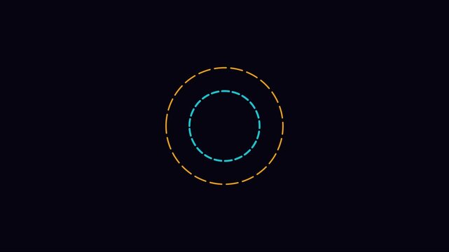 Minimalist loading spinner animation with concentric rotating dashed circles progress indicator