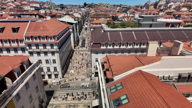 Aerial View of a Busy Pedestrian Street