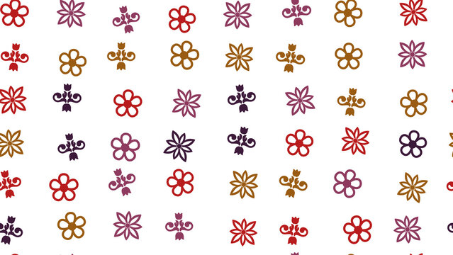 Seamless pattern of stylized flowers and floral motifs