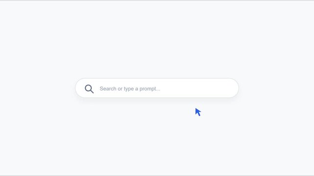 Minimalist search bar interface with interactive cursor animation for web and app ui