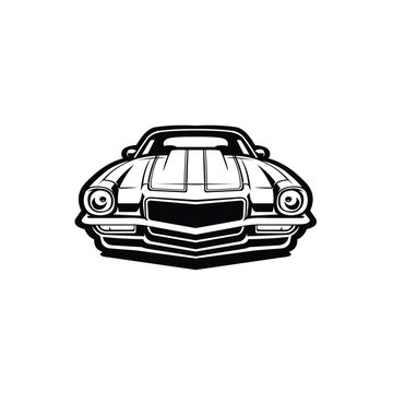 Front View of Classic Muscle Car Vector Illustration Isolated