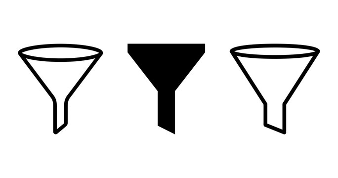 Minimal funnel and filter outline glyph icons collection Png