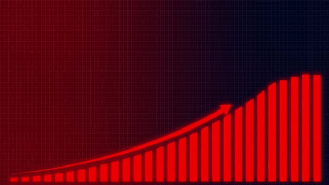 Abstract business graph icon animation background. allusive graph chart showing marketing sales profit increasing to Business graph chart showing recovery with rising curved arrow after decline.