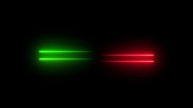 Horizontal Neon Line Animation, Glowing Line Motion Graphic, Transparent Background with Alpha Channel, Right to Left Laser Effect, Straight Neon Beam, Black Background.