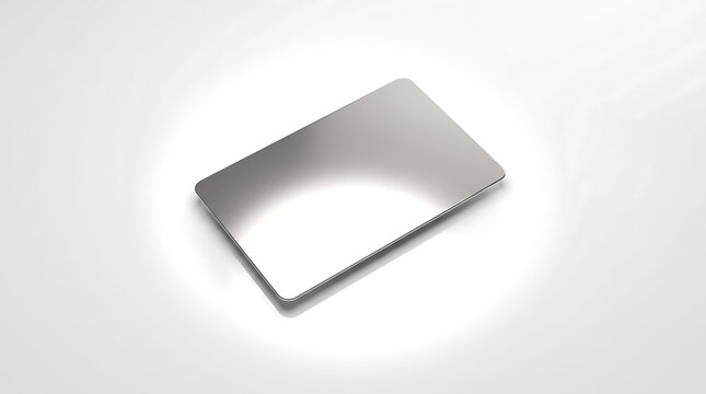 Mirror Polished Silver Debit Card Premium 3D Fintech Product Render on White Background