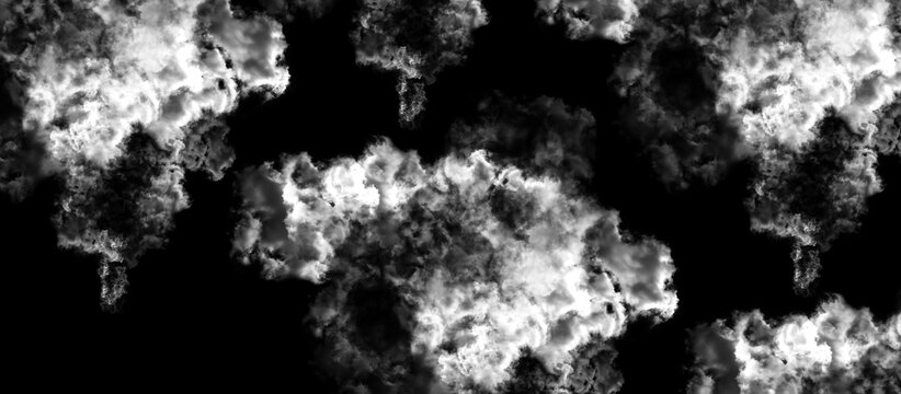 Scattered white cloud patches on dark background for sky replacement or composite photography layers.