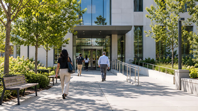 Pedestrian Approach to a Civic Service Building