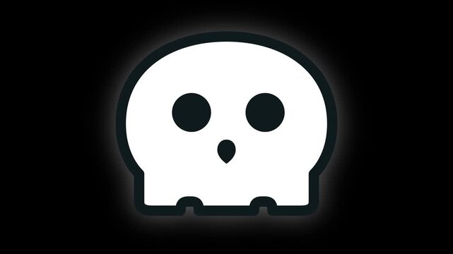 Simple White Skull Icon with Dark Background and Glow Effect.