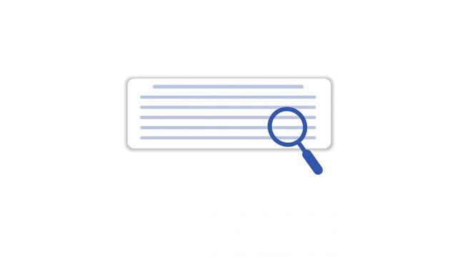 Magnifying search and looking for something Glass Zooming on Document Animation Video design Search Engine Result Page Motion Graphic