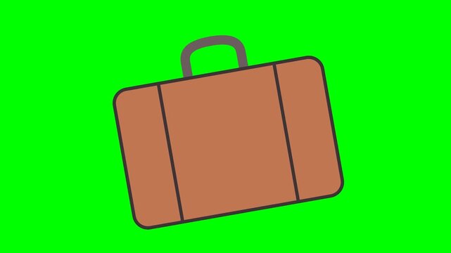 Animated briefcase object isolated on green screen background