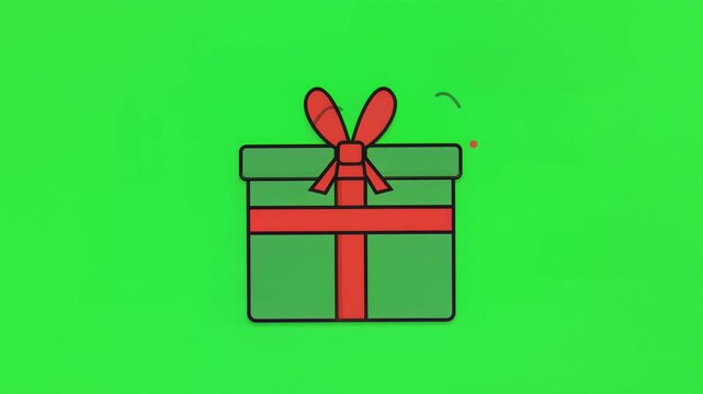 Animated gift box with ribbon bow surprise celebration