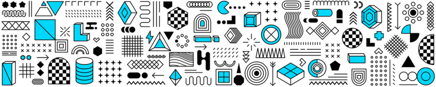 Abstract geometric pattern with blue and black shapes