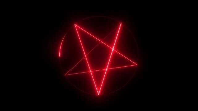 Glowing Neon Pentagram idea. Mystical Occult Star Sign for Esoteric and Fantasy Design. with animated of transparent background.