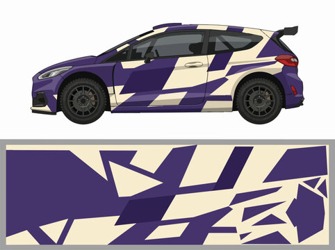 Purple and white geometric car wrap design template