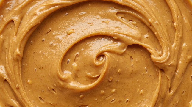 Creamy peanut butter swirl texture close up background