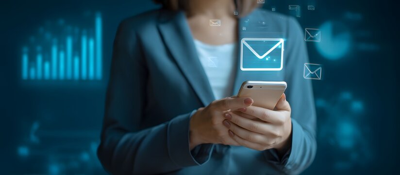 A businesswoman and investor uses a smartphone to research the stock market and find suitable investment solutions. Concept of online trading and wealth management.