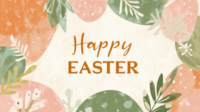 Colorful easter card with floral and abstract patterns