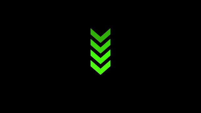 down arrow animation on green arrow loop animation pointing down. down direction arrow icon animation on Animated arrow icon pointing 