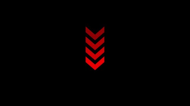 down arrow animation on black background, red arrow loop animation pointing down. down direction arrow icon animation on Animated arrow icon pointing 