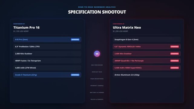 Flagship Smartphone Specification Comparison Versus Card Motion Graphic