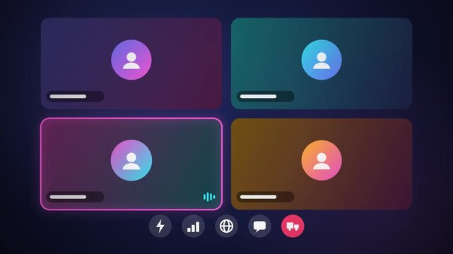 Animated video call interface meeting communication loop