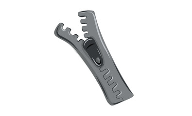 Open metal zipper fastener line art vector illustration isolated on background © Yaroslava