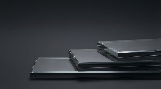 stacked glass plates on dark background