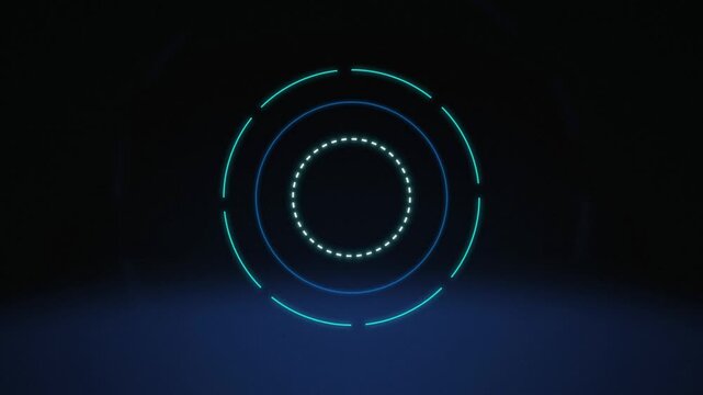 HUD user interface cyan glowing rings seamless loop background