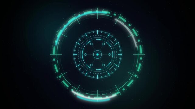 Cyan HUD reticle glowing radar seamless loop motion background