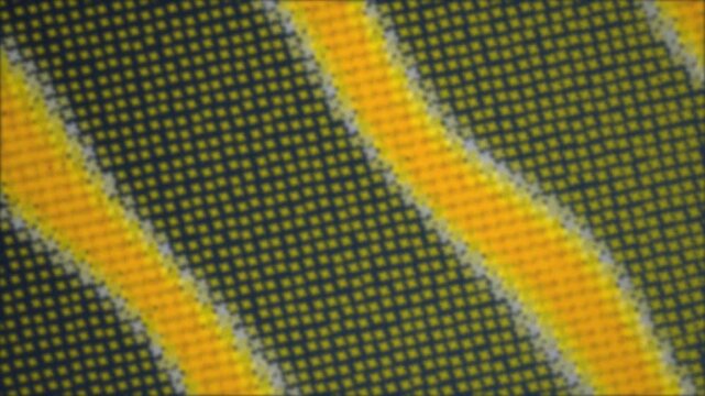 Retro halftone dot pattern background, vintage pop art aesthetic with yellow and black waves, abstract geometric screen print texture