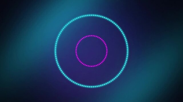 Cyan pink glowing LED rings rotating seamless loop background