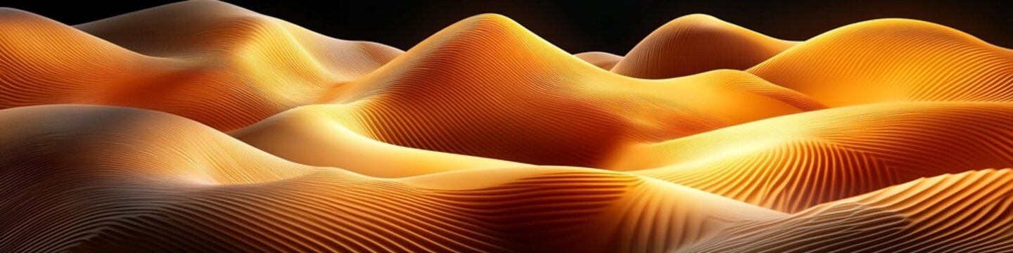 Abstract Gold Wave Texture Pattern Background with Soft Lighting and Minimalist Fluid 3D Design