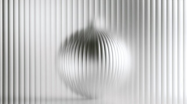 Christmas ornament behind vertical ribbed glass background