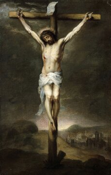 The Crucifixion, Execution, of Jesus of Nazareth, Christ, Good Friday, Golgotha, ca 1675, Bartolom&eacute; Esteb&aacute;n Murillo, Historical, digitally restored reproduction from a 19th century original