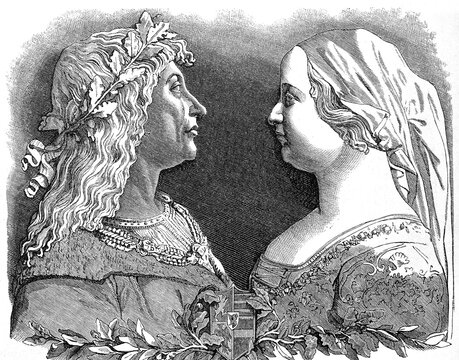Matthias Corvinus, actually Hunyadi, Matei Corvin, 23 February 1443, 6 April 1490, was King of Hungary from 1458 to 1490 and in personal union also of Croatia, 1469 to 1490 counter-king of Bohemia, Historical, digitally restored reproduction of a 19th century original, exact date not known
