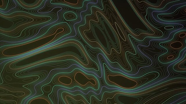 Abstract colorful topographic contour lines pattern with soft pastel wave shapes on light background for modern artistic graphic design