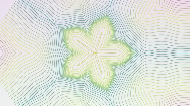 Abstract geometric vector background with hypnotic pastel contour lines creating a flower shape in dynamic motion