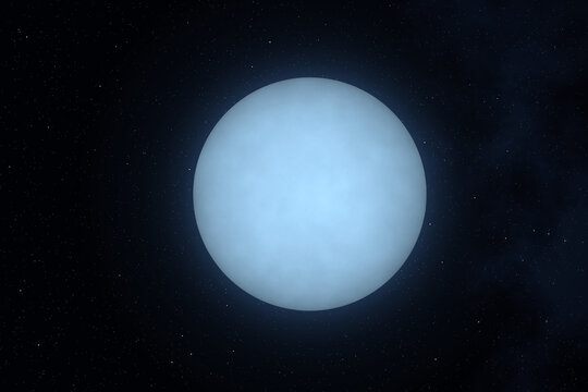 Blue Supergiant Star with Bright Blue White Photosphere, CGI Illustration