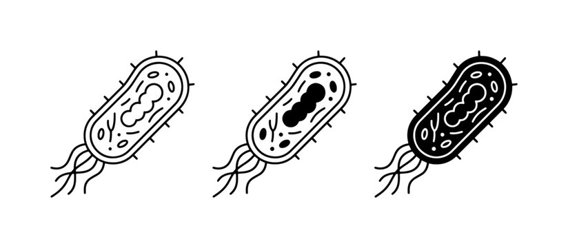 Bacterium with flagella, simple icon