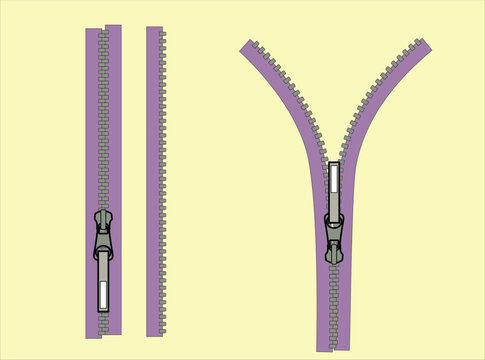 Purple zipper graphic illustration for product packaging and branding